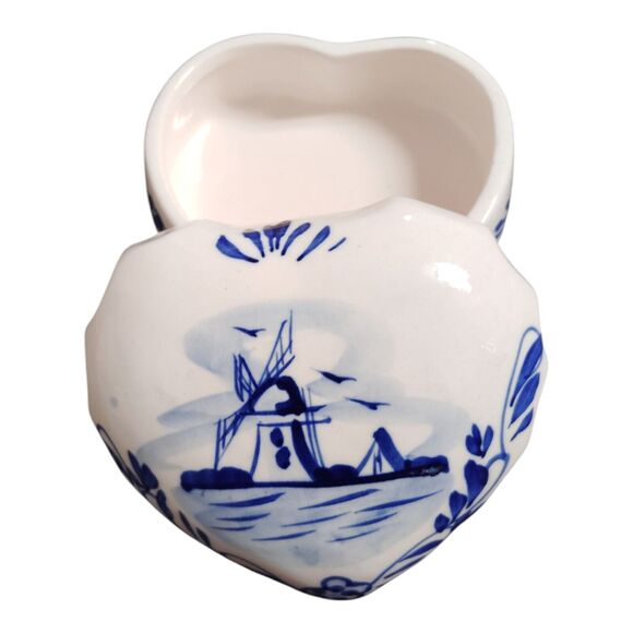 Handpainted Delft Blue D.A.I.C. China Condiment Server with Lid. Floral 3.5" - Picture 7 of 8